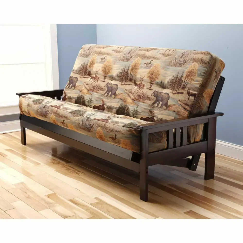 Kodiak Furniture Monterey Futon with Canadian Fabric Mattress Brown Espresso Full Size
