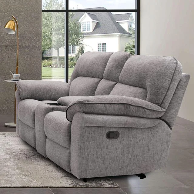 JOSIAS Loveseat in Light Gray Fabric - Soft Contemporary Two-Seater