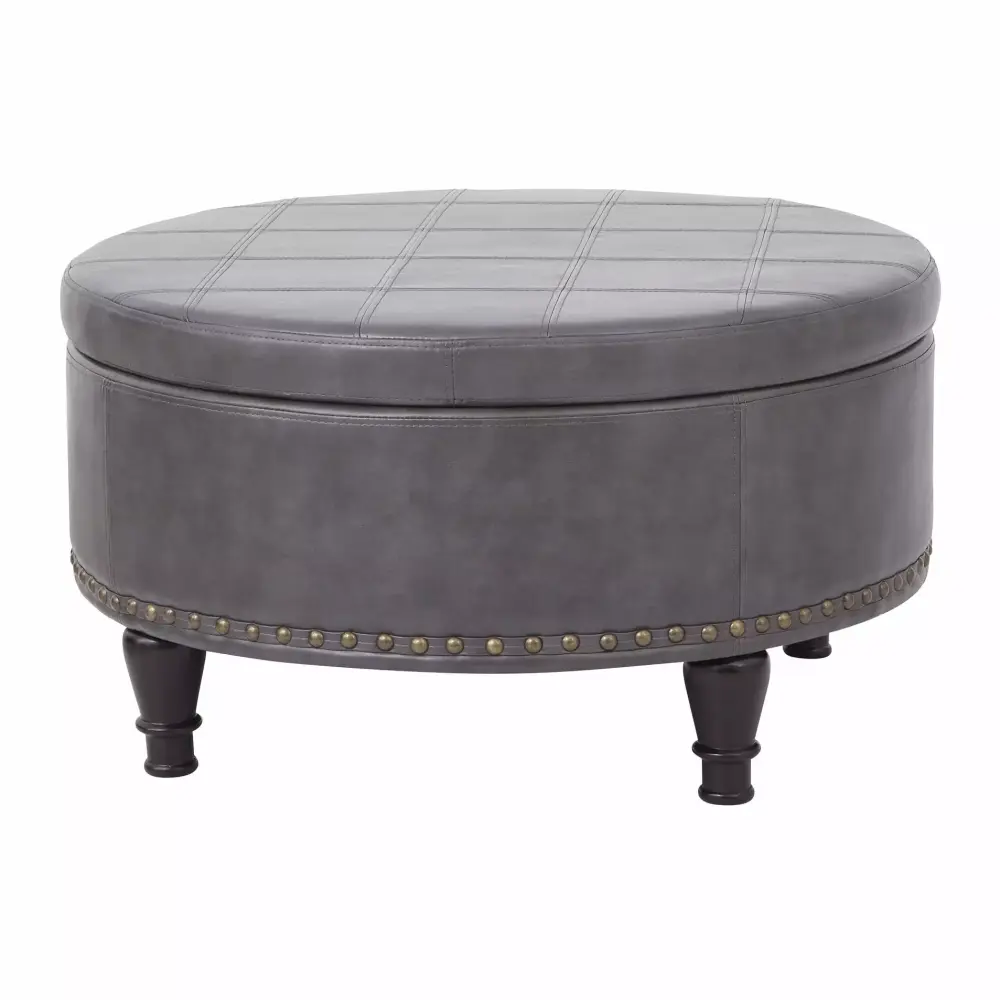 Copper Grove Strawflower Storage Ottoman - Woven Fabric Footrest with Hidden Storage