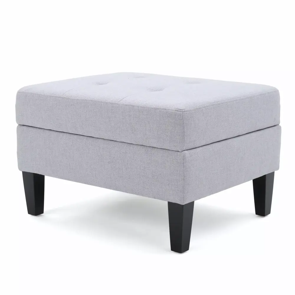 GDF Studio Carolina Fabric Storage Ottoman in Light Grey