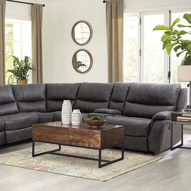 JEROMINUS Sectional Dark Gray Fabric Modern Sofa