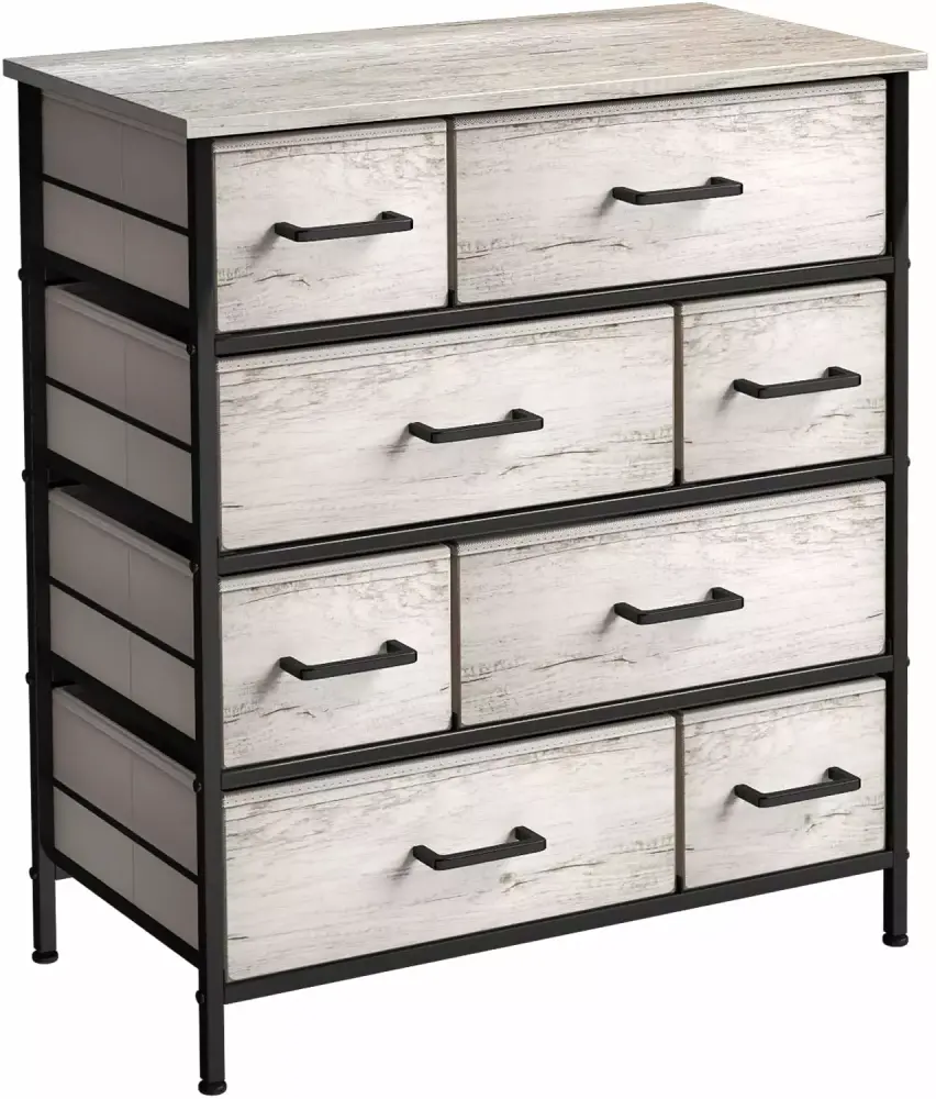 Sorbus 8 Drawer Fabric Dresser with Steel Frame and Wood Top - Tall Stand Up Wardrobe for Clothes