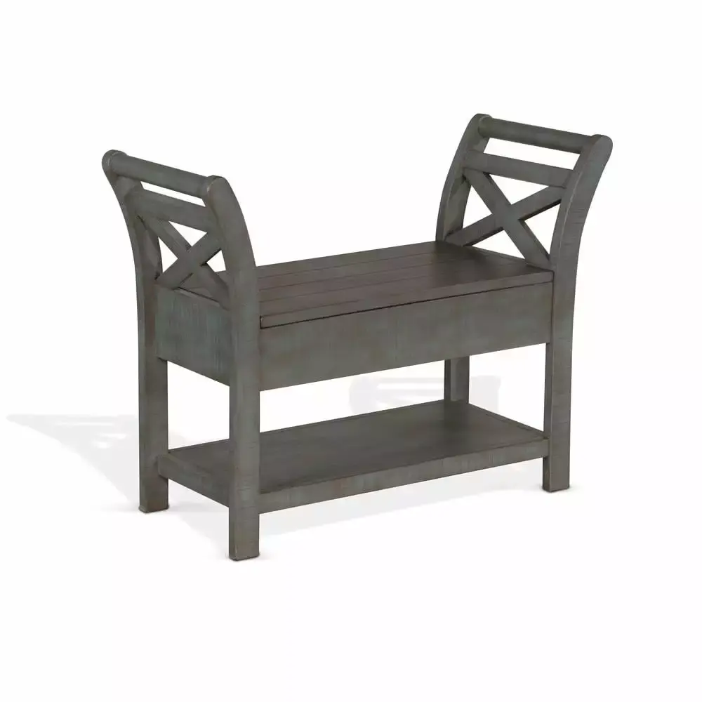 Sunny Designs 28 Farmhouse Wood Accent Bench with Storage in Little Boy Blue