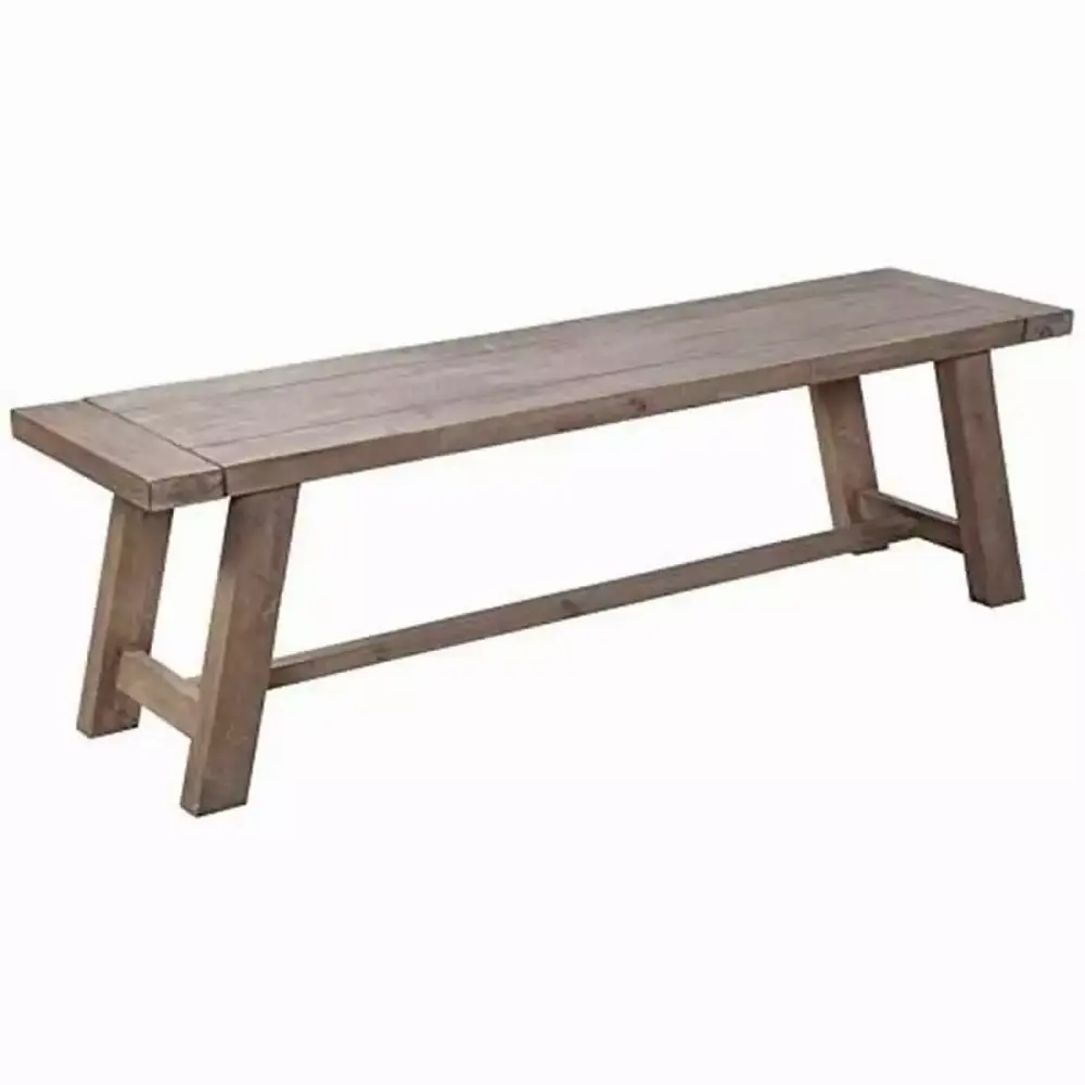 Farmhouse Wooden Dining Bench with Grain Details and Plank Top in Brown - Saltoro Sherpi