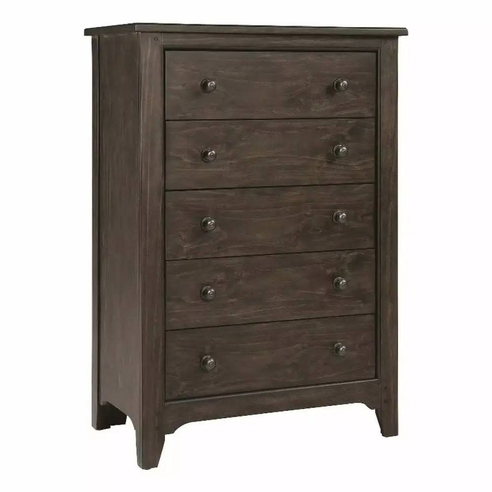 Westwood Design Taylor 5-Drawer Farmhouse Wood Chest in River Rock Brown Finish - Rustic Bedroom Storage