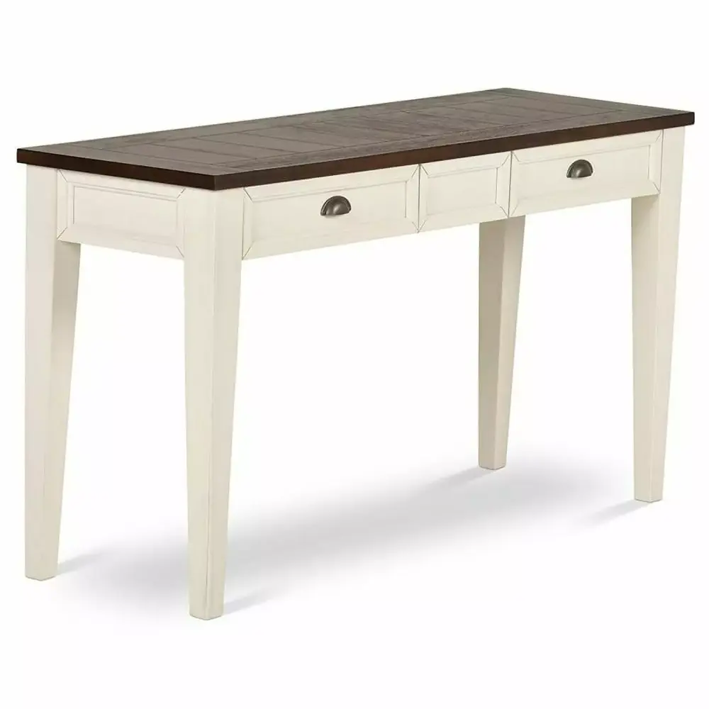 Pemberly Row Farmhouse Wood Console Table in Dark Oak and White Finish