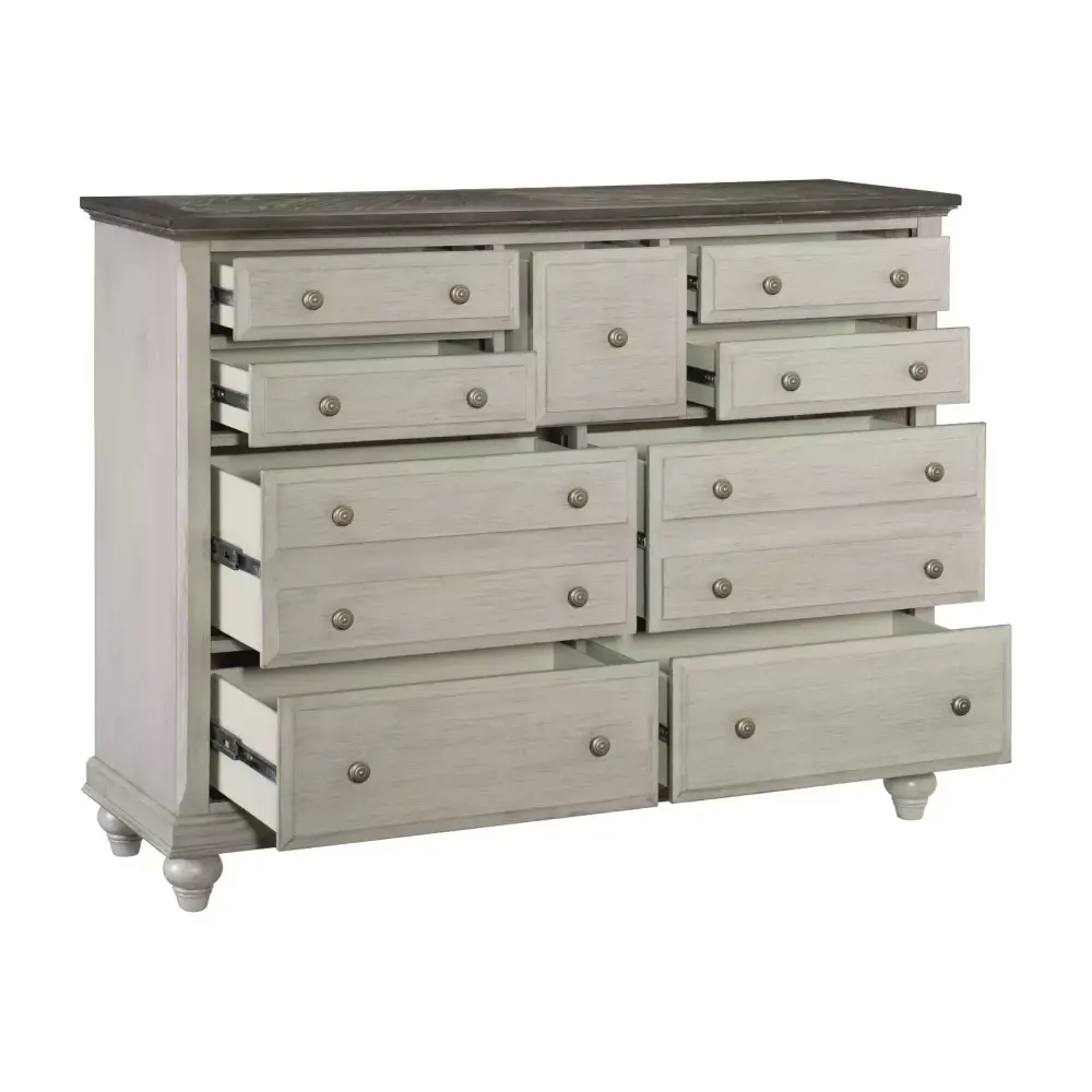 Timeless Light Gray Finish 6-Piece Queen Master Bedroom Set Modern Farmhouse Design