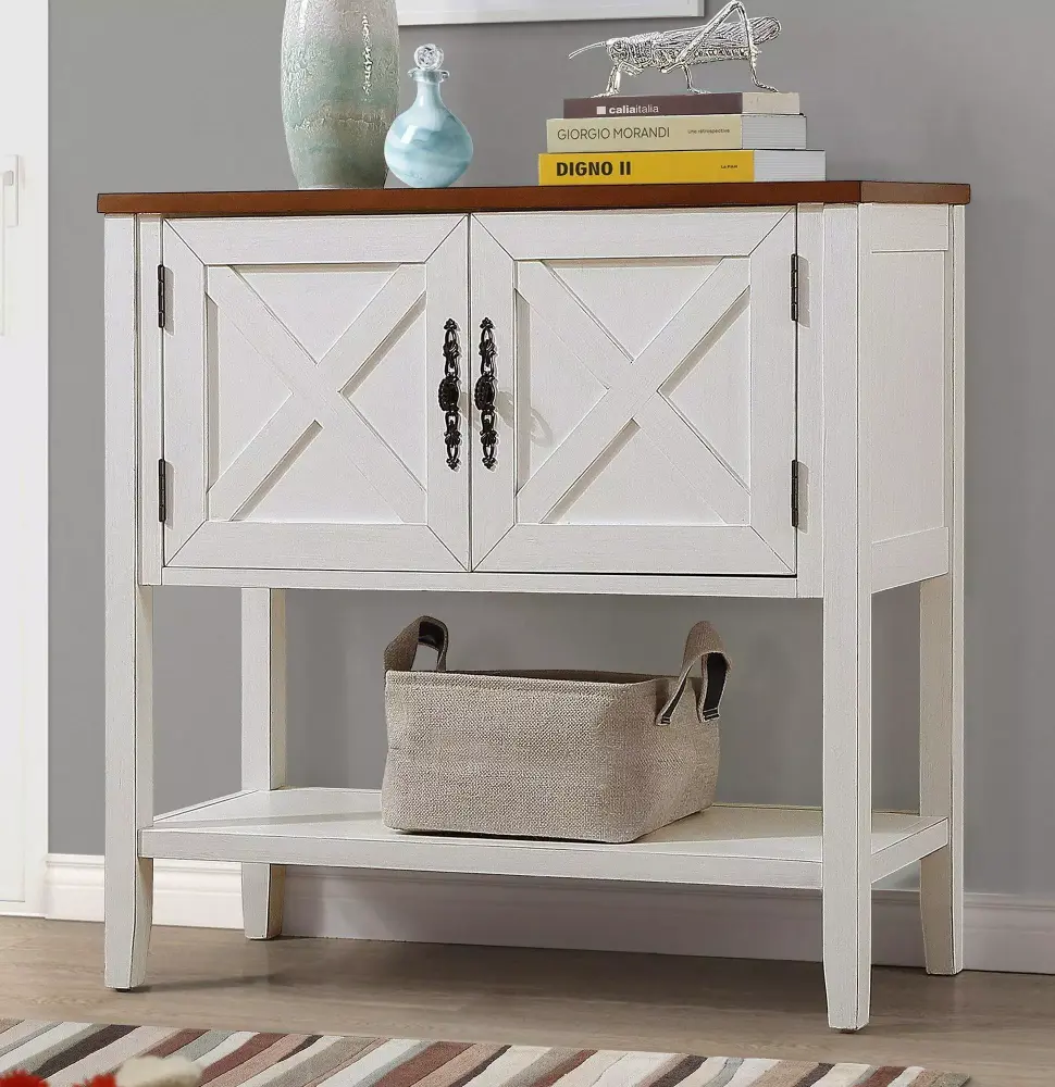 CCCCCAOLI Farmhouse Wood Buffet Sideboard Console Table with 2-Door Cabinet