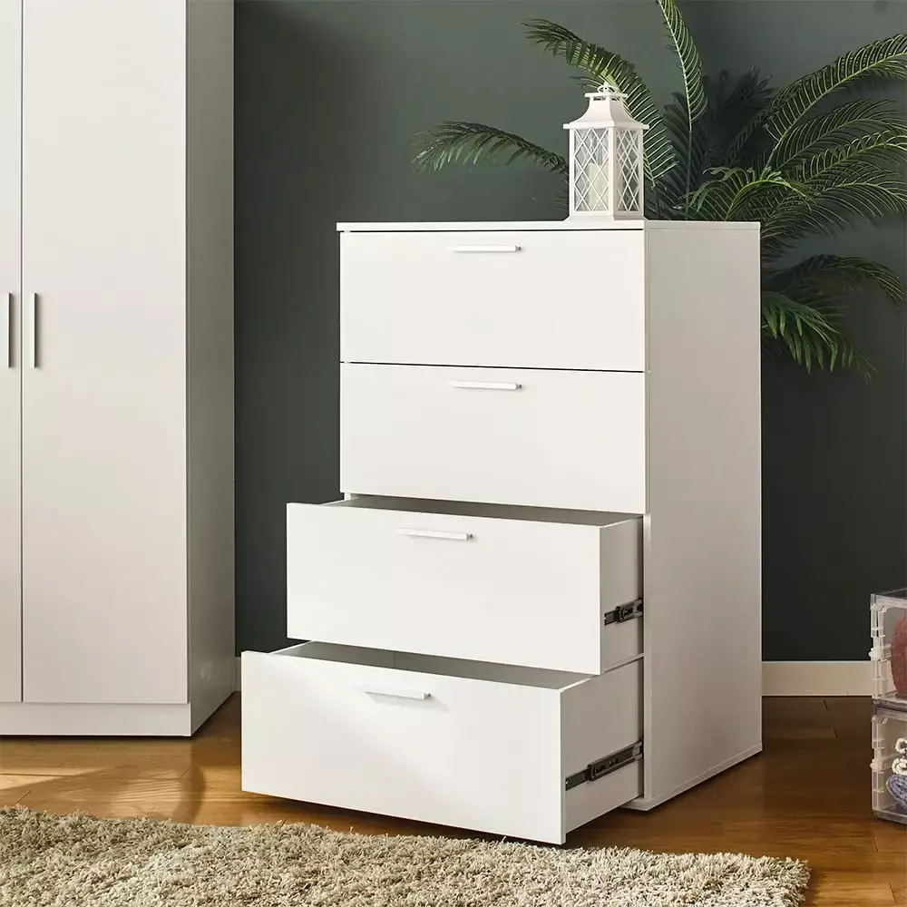 Four Drawer Farmhouse Sideboard Storage Cabinet for Living Room and Bedroom