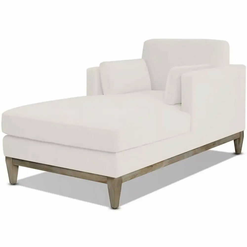Pemberly Row 65 Farmhouse Chaise Lounge Chair in French Beige Performance Velvet