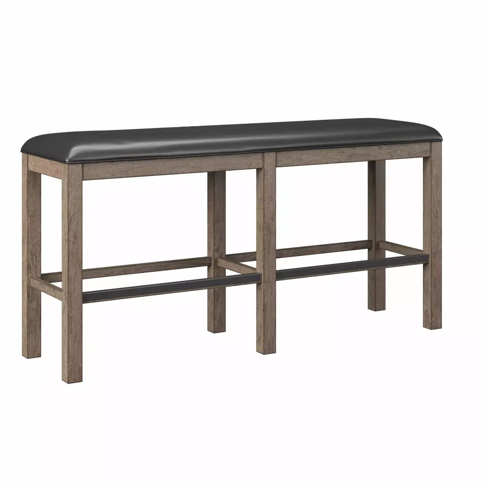 Artum Hill Morrison Pecan Brown 60 Wide Faux Leather Bar Height Bench for Kitchen or Bar