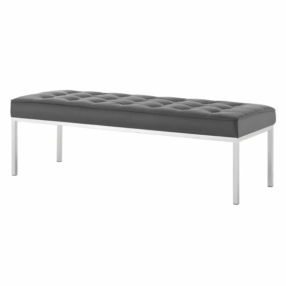 Contemporary Modern Urban Designer Living Room Lounge Club Lobby Accent Chair Bench in Grey