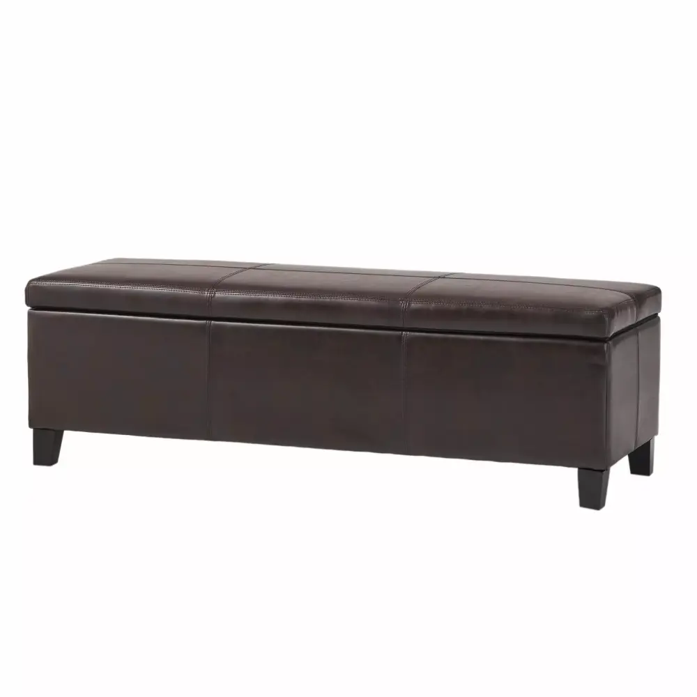 GDF Studio Rupert Upholstered Storage Ottoman Bench in Brown Faux Leather