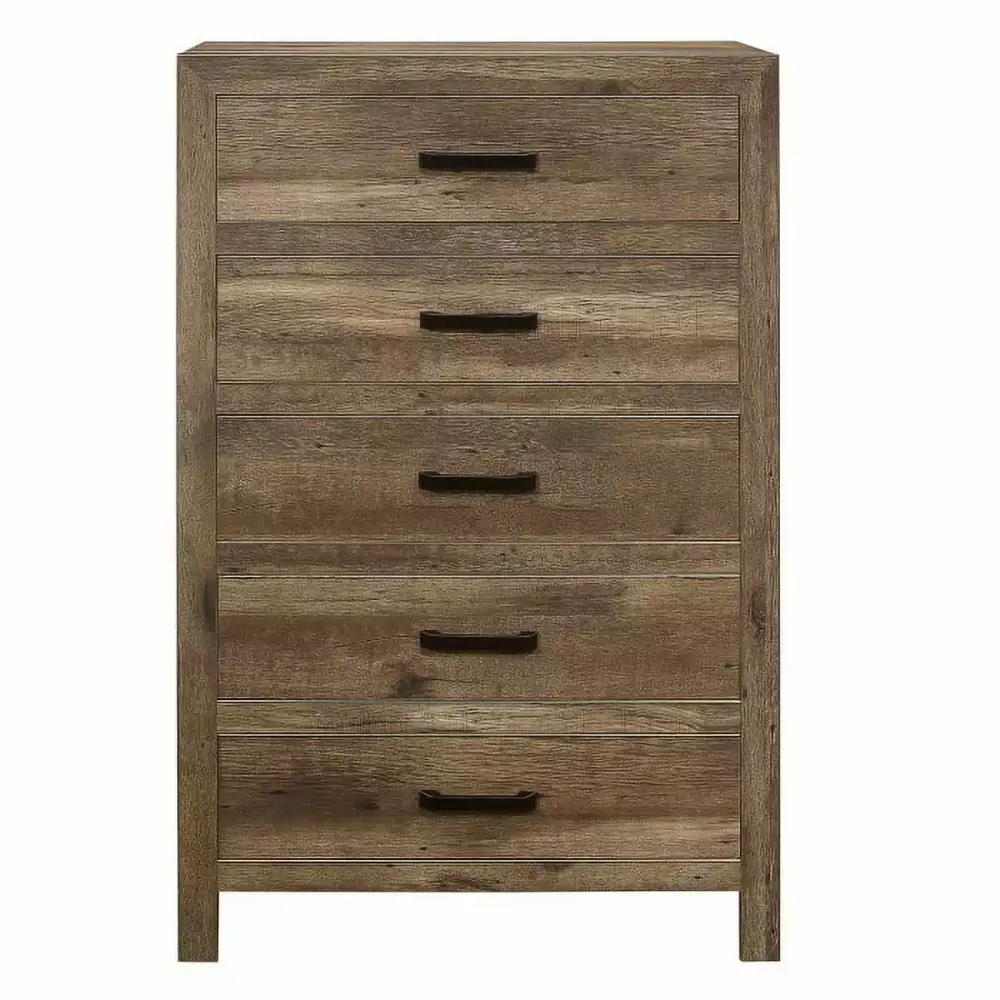 Mandan Gatherion Chest with Faux Wood Veneer in Weathered Pine Finish - Stylish Storage Solution