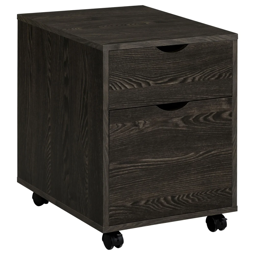Noorvik 2-Drawer Mobile File Cabinet Dark Oak Office Storage