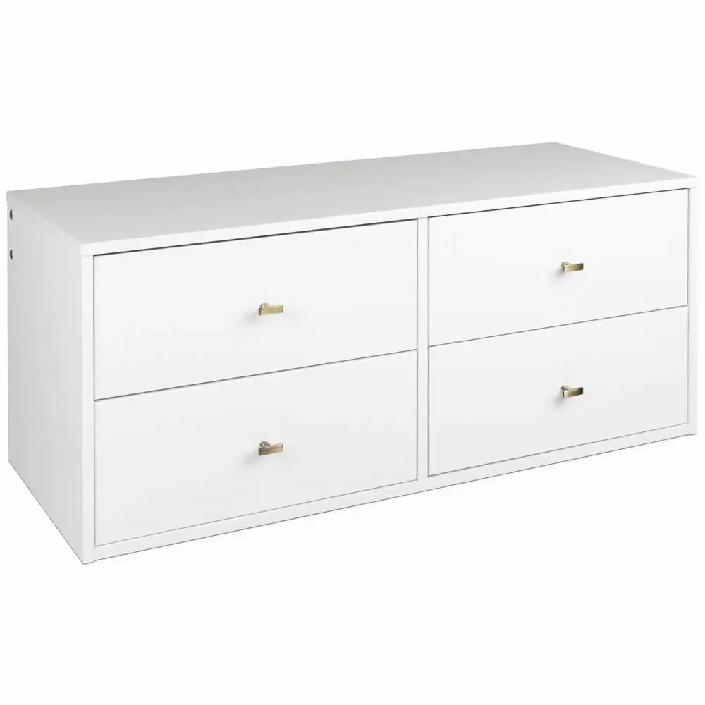 Pemberly Row Transitional 4 Drawer Floating Wooden Dresser in White - Modern Bedroom Furniture