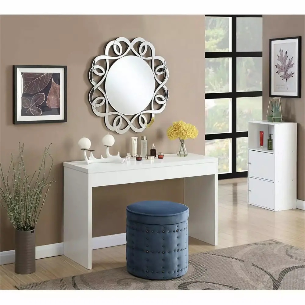 Pemberly Row Modern White Wood Finish Wall Console Table Floating Shelf for Contemporary Spaces