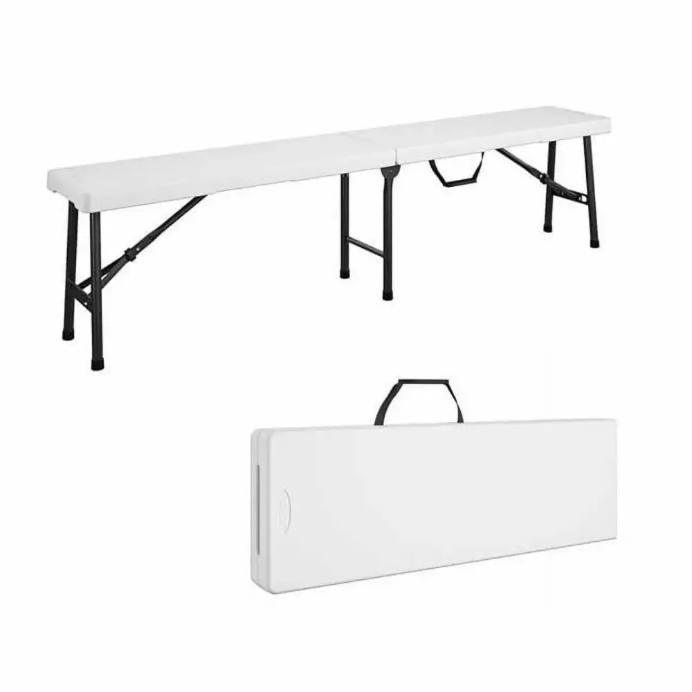 Cosco 6028602 Plastic Casual Folding Bench in White for Indoor and Outdoor Use
