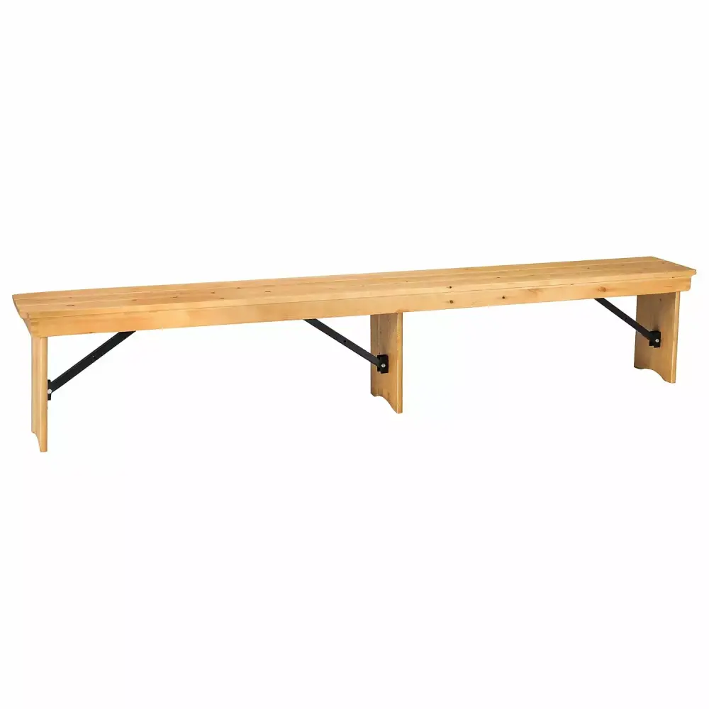 Flash Furniture Hercules 8 Foot Pine Folding Farm Bench Antique Rustic Light Natural