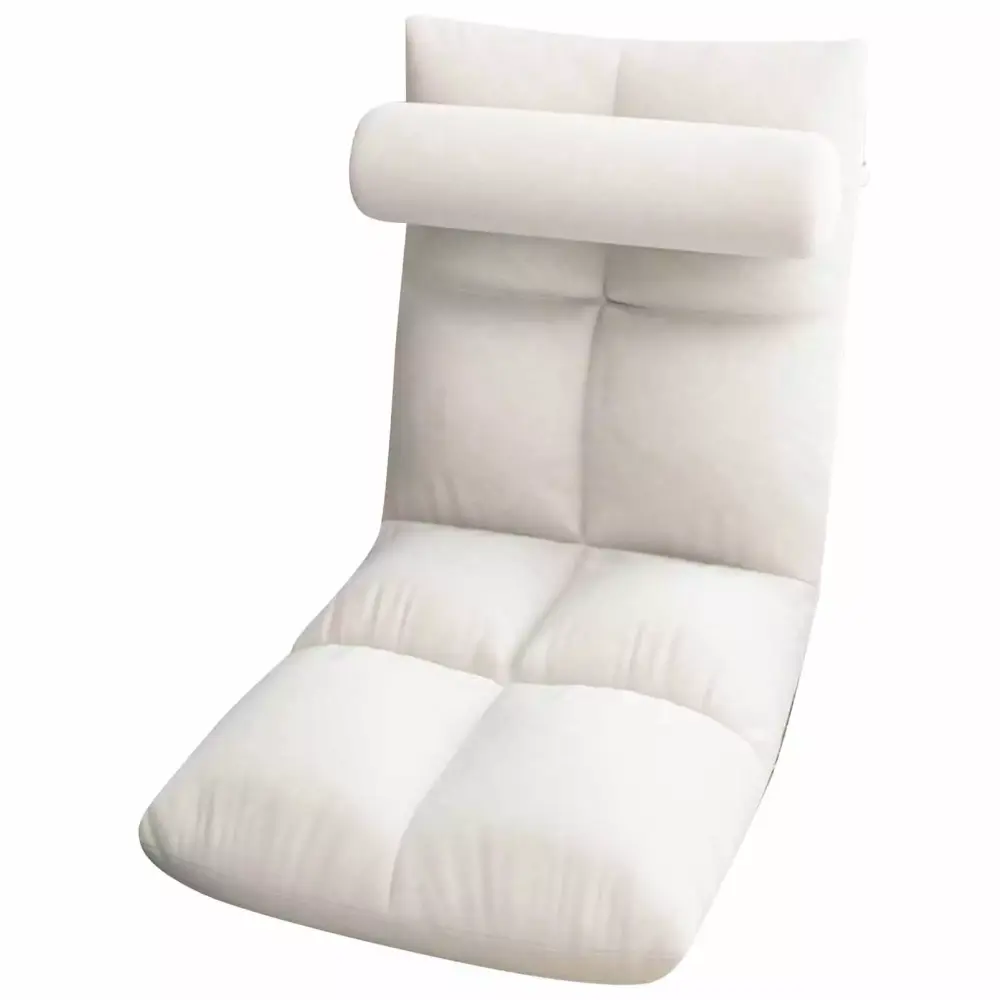 Floor Chair with Back Indoor Chaise Lounge Folding Sleeper Bed Couch Recliner for Living Room Bedroom White