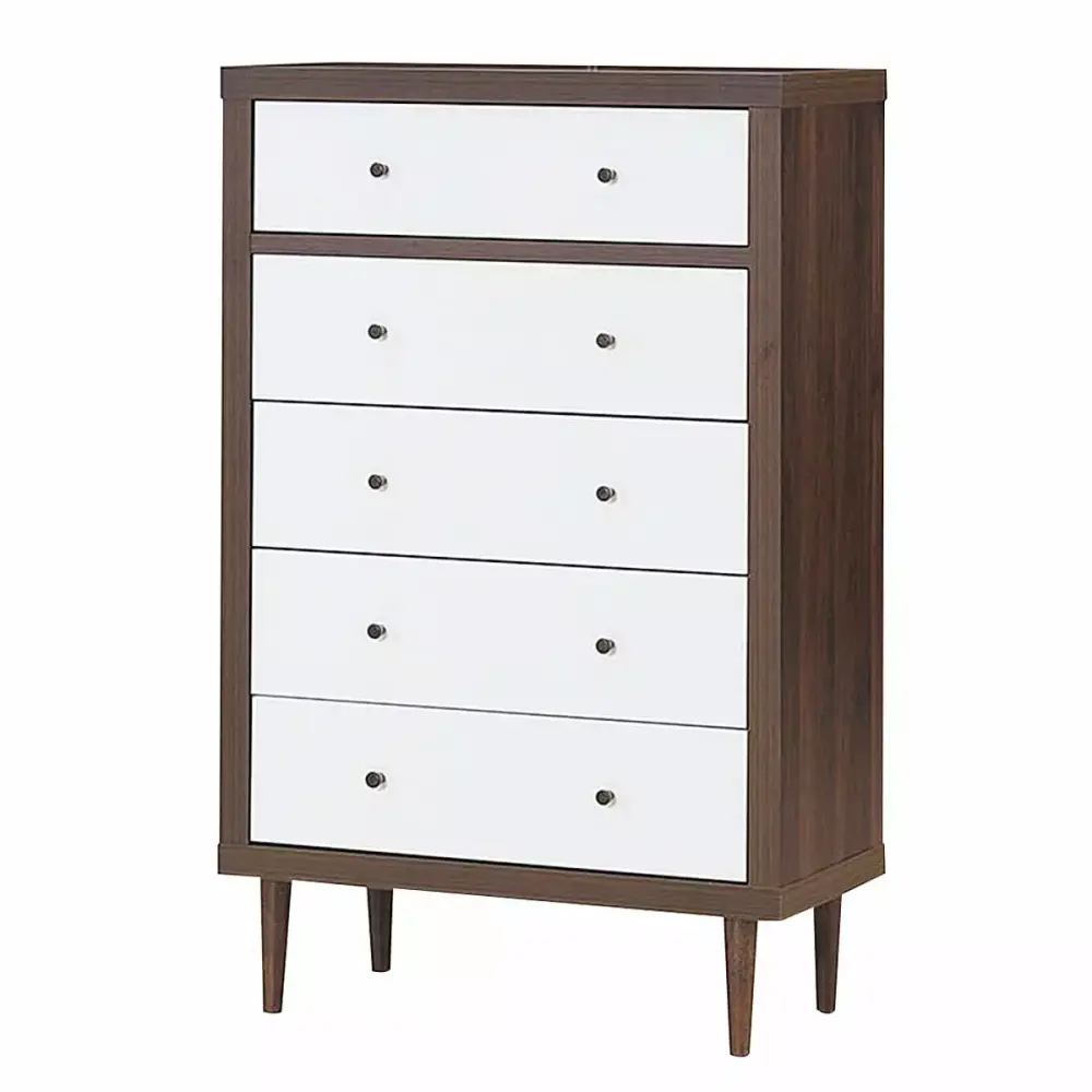 Costway 5 Drawer Dresser Wood Chest of Drawers Storage Freestanding Cabinet Arranger for Bedroom