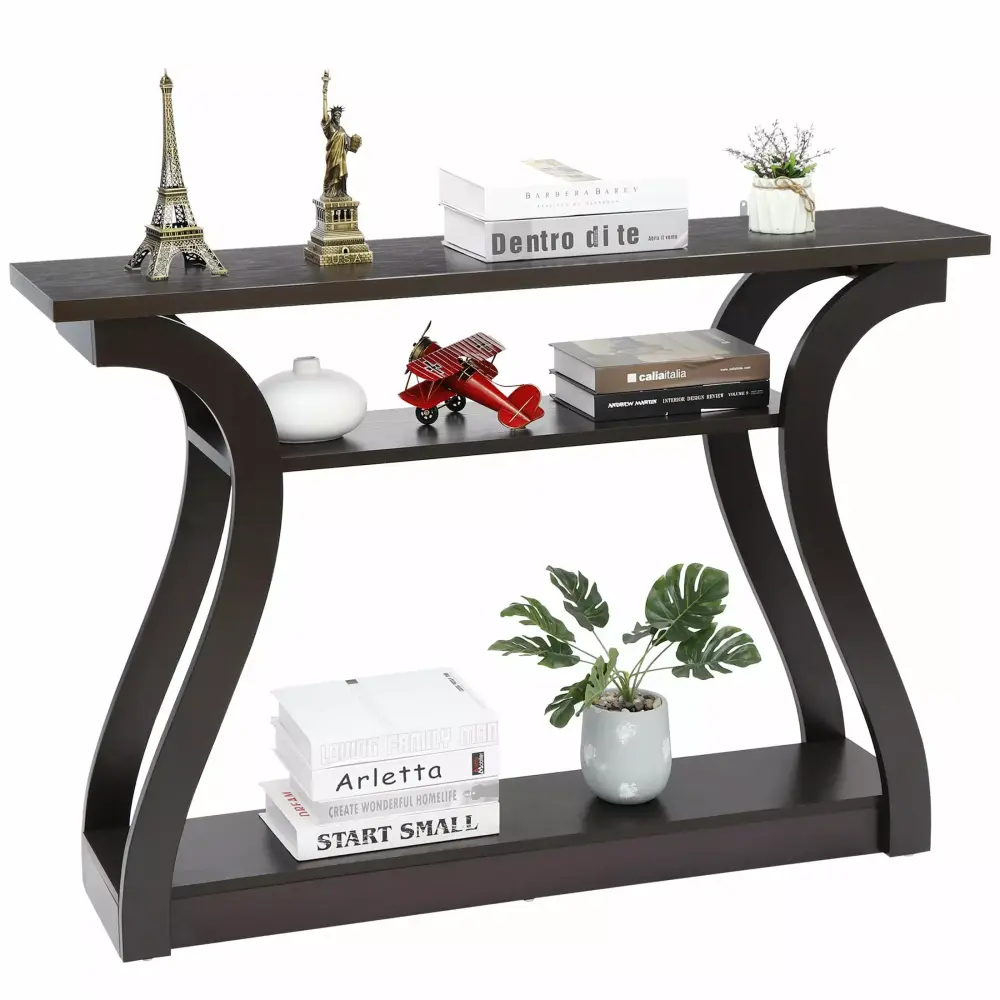 ZenStyle 3-Tier Freestanding Curved Console Table for Home Entryway and Hallway
