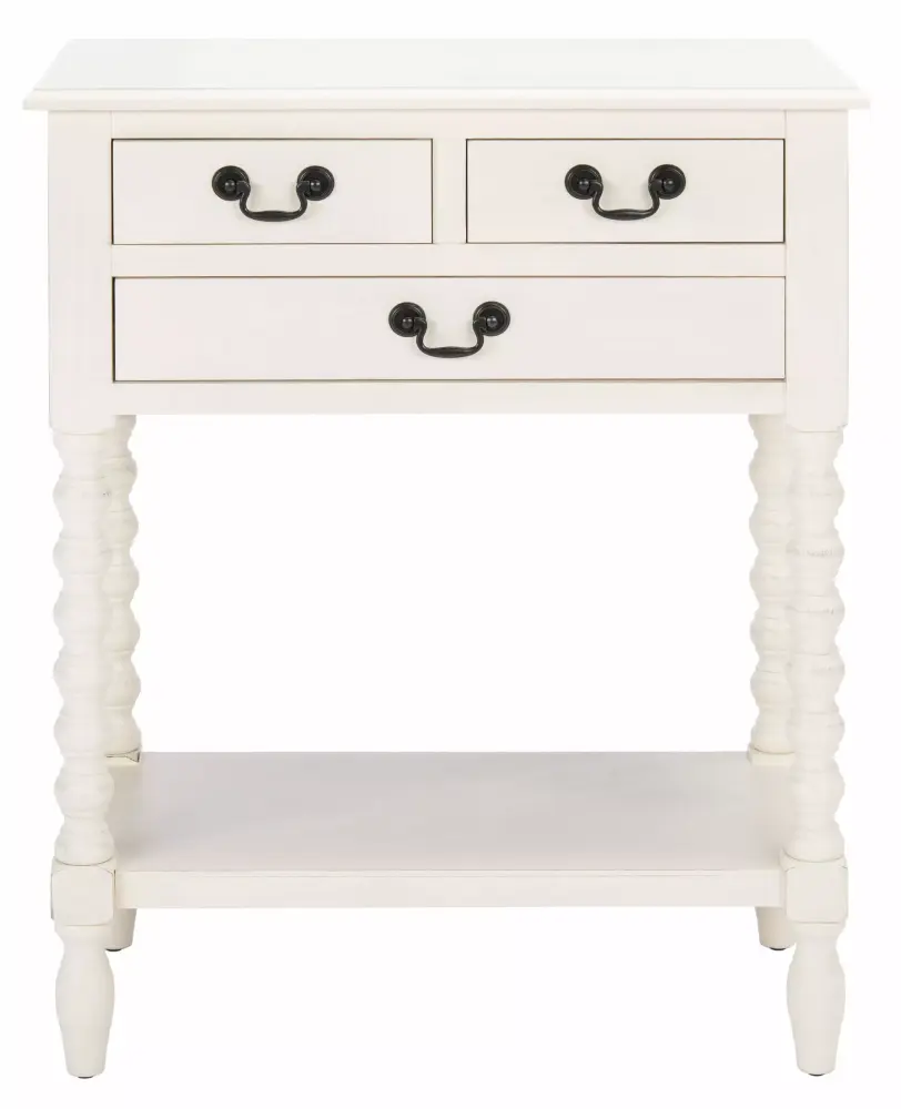 SAFAVIEH Athena French 3-Drawer White Wood Rectangle Console Table 23.5W x 13D x 29.5H
