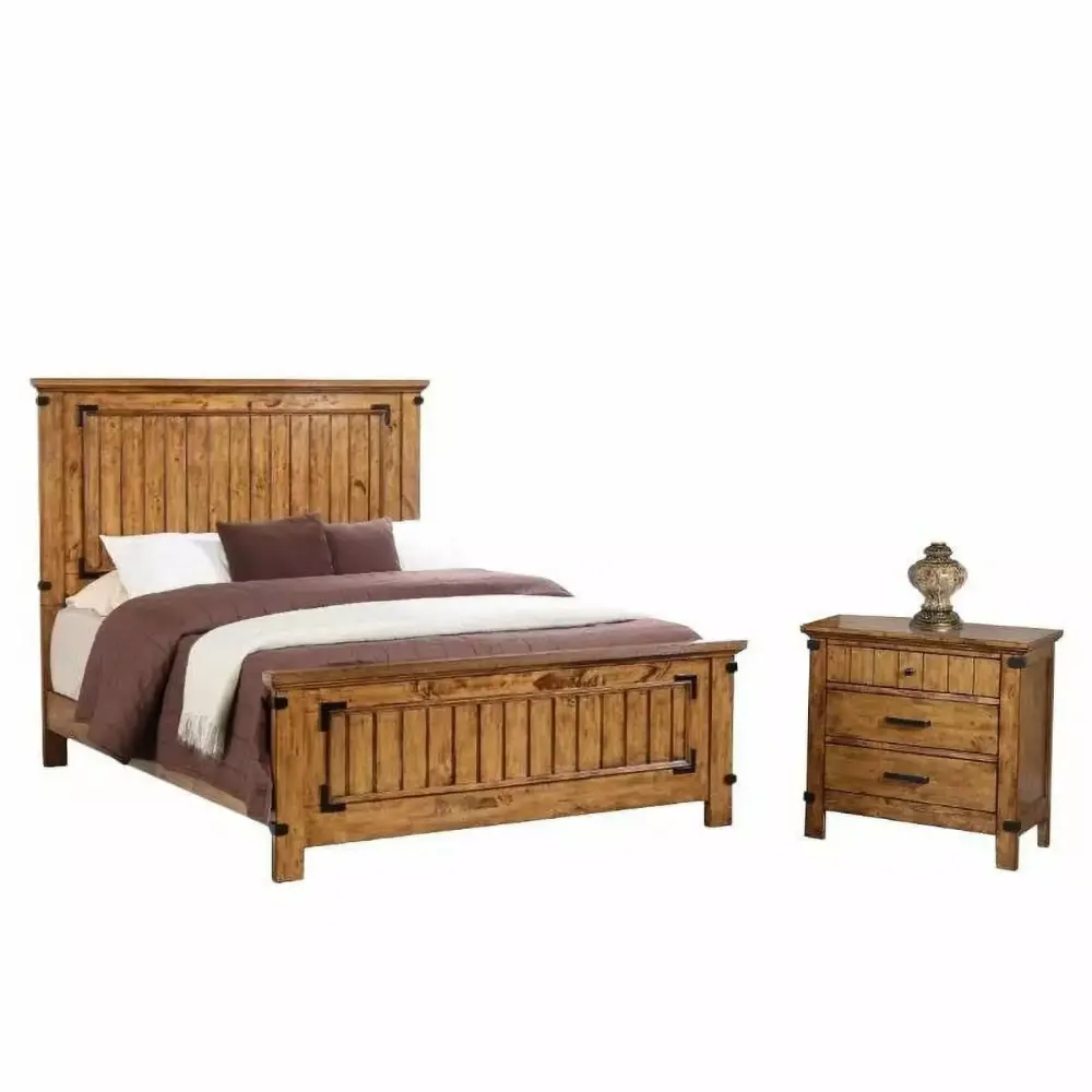 Coaster Brenner 2-Piece Full Bed and Nightstand Set in Natural Wood