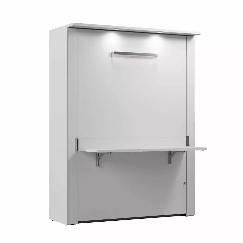 Bestar Lumina 61 Modern White Full Murphy Bedroom Set Engineered Wood