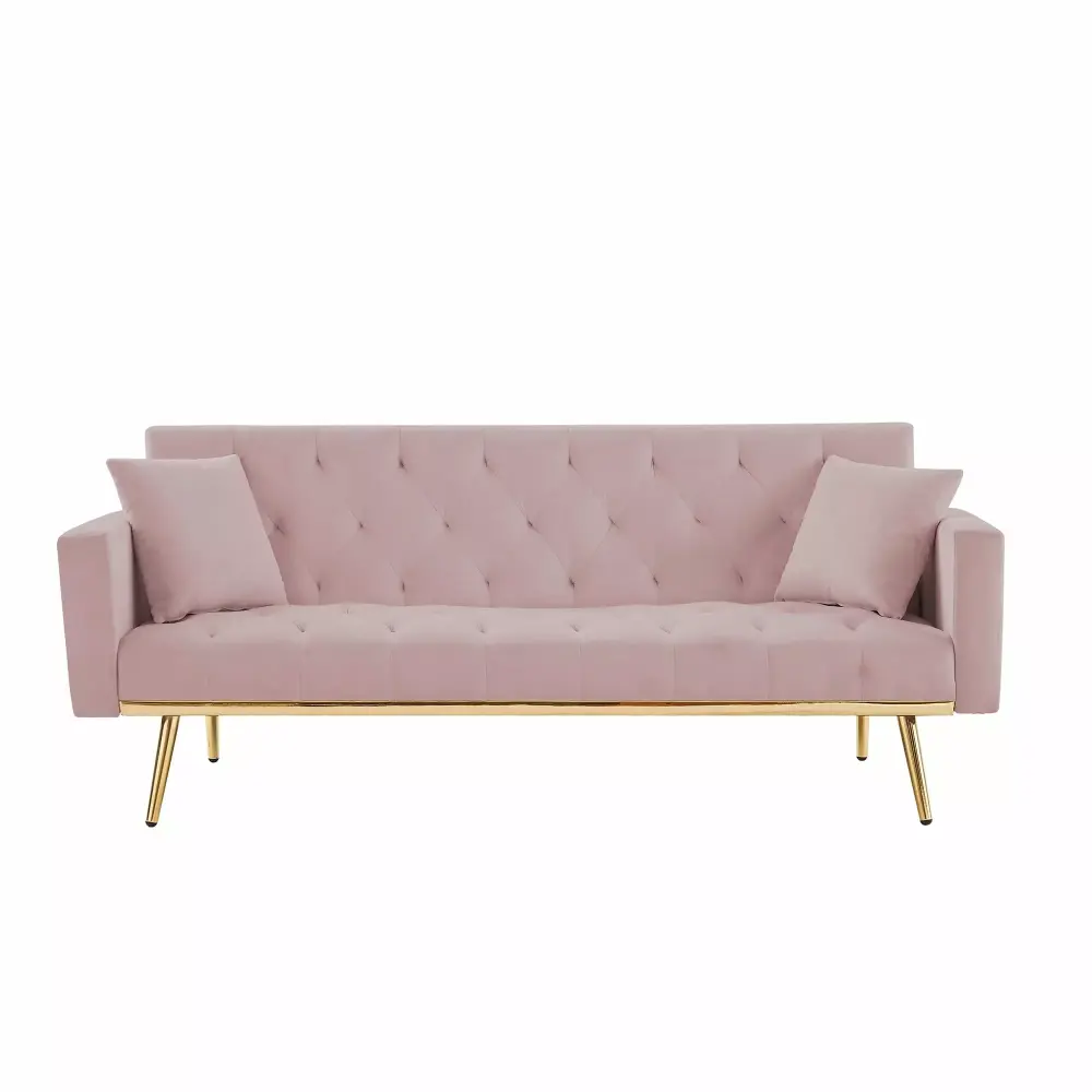 73 Inch Velvet Convertible Folding Futon Sofa Bed with Adjustable Backrest