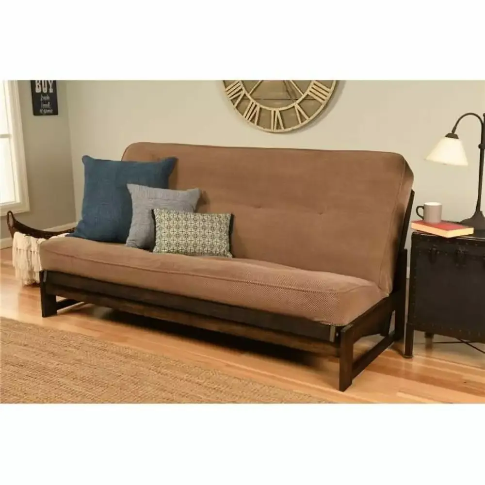 Aspen Reclaim Mocha Full Size Futon Frame with Marmont Mocha Mattress