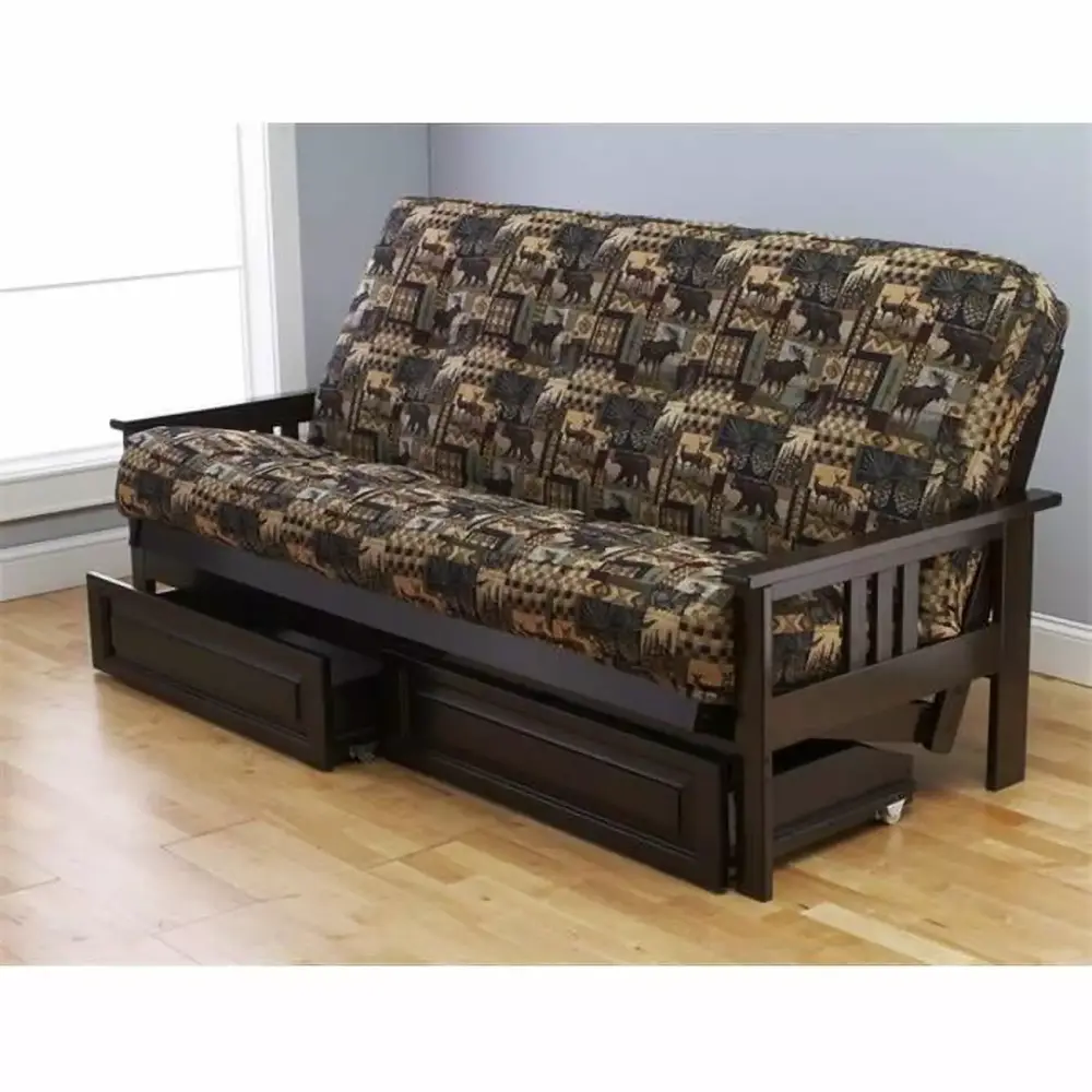 Kodiak Furniture Monterey Storage Futon with Multi Color Fabric Mattress
