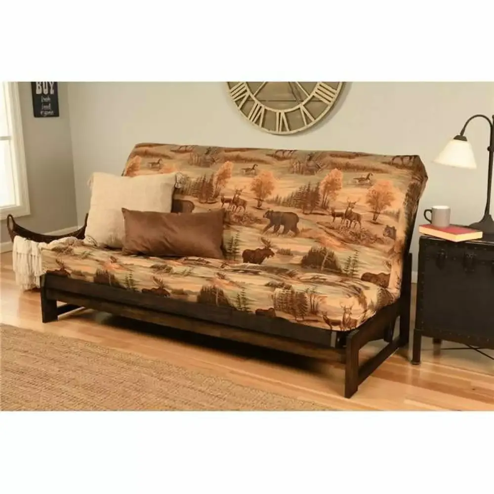 Aspen Reclaim Mocha Futon Frame with Canadian Mattress - Full Size Space Saver