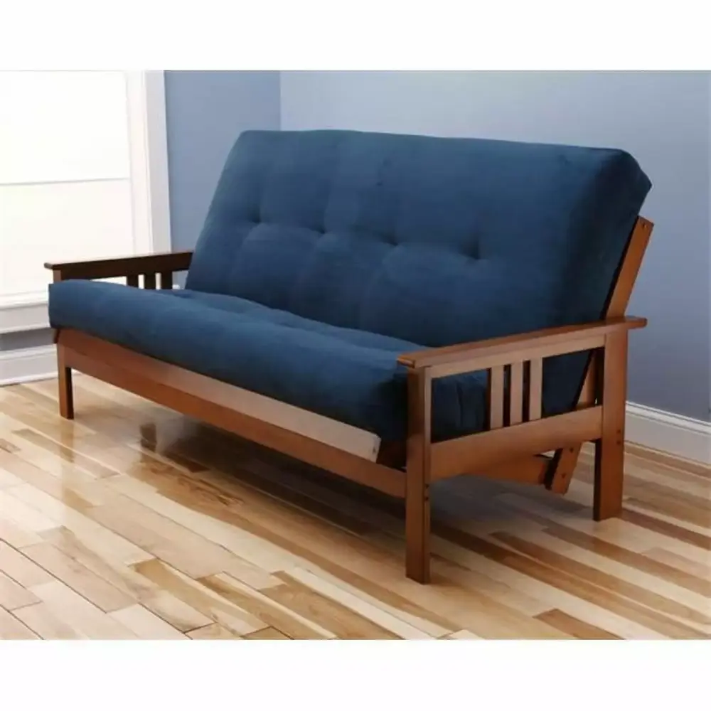 Kodiak Furniture Monterey Full Frame Suede Fabric Mattress Barbados Blue Futon