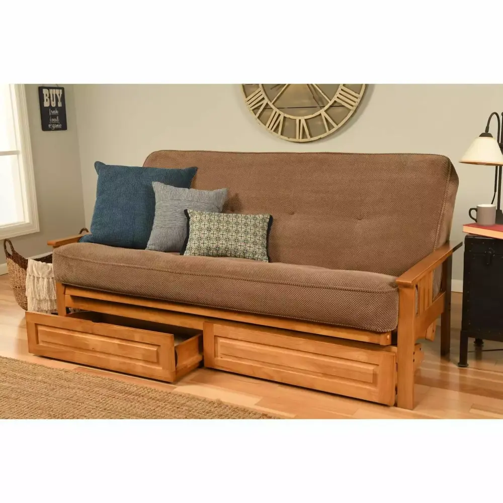 Maykoosh Eclectic Exclusivity Full Futon Frame with Storage Drawers in Butternut Brown