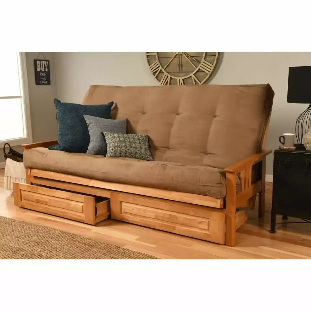 Kodiak Furniture Monterey Frame with Suede Fabric Mattress in Tan and Butternut