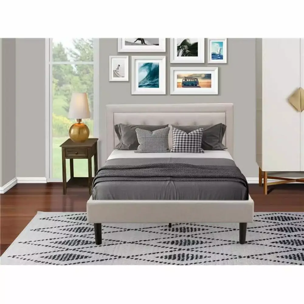 2-Piece Fannin Full Size Bedroom Set in Mist Beige Black and Distressed Jacobean