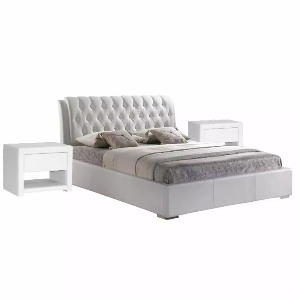 3 Piece Full Platform Bedroom Set in White Finish