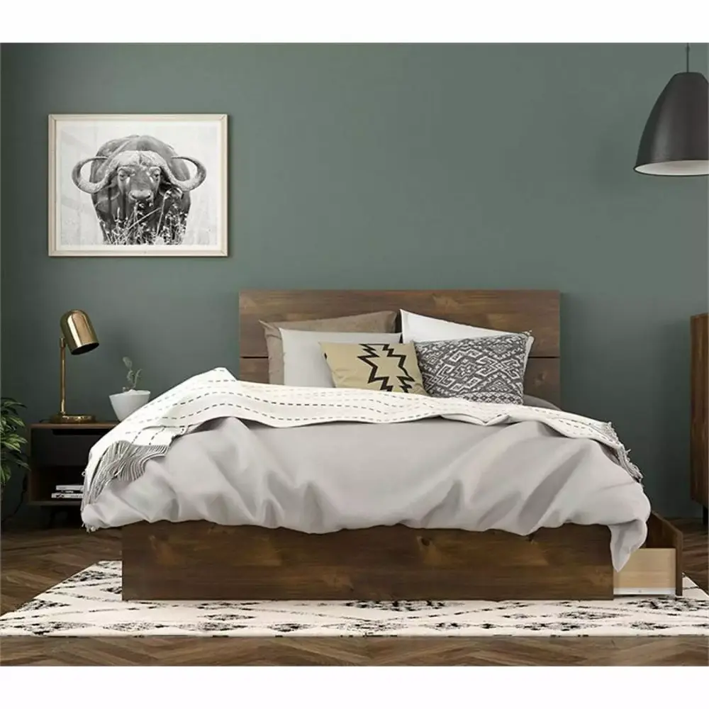 Home Square 3-Piece Full Size Bedroom Set in Truffle and Black Finish