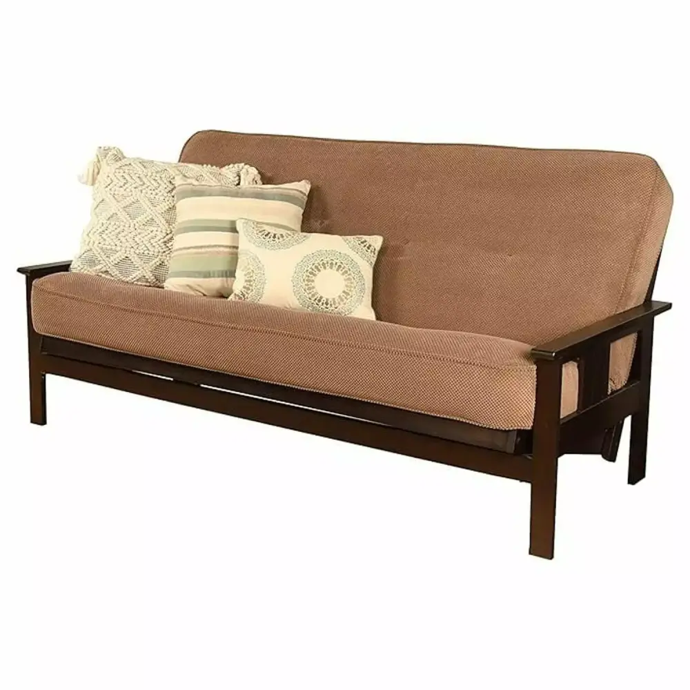 Homestock Renaissance Rhapsody Futon Frame Espresso Finish with Marmont Mocha Mattress