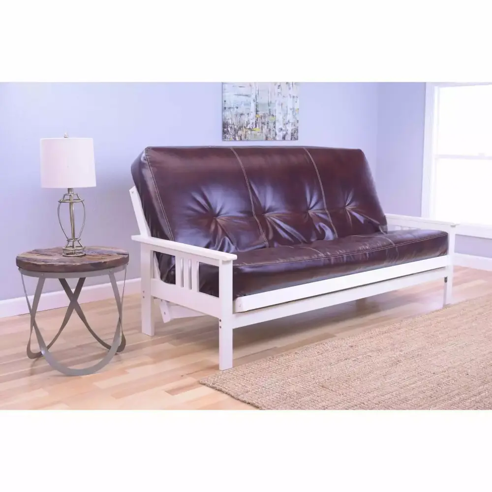 Maykoosh African Adventure Futon Frame with Oregon Trail Java Mattress in Antique White Finish