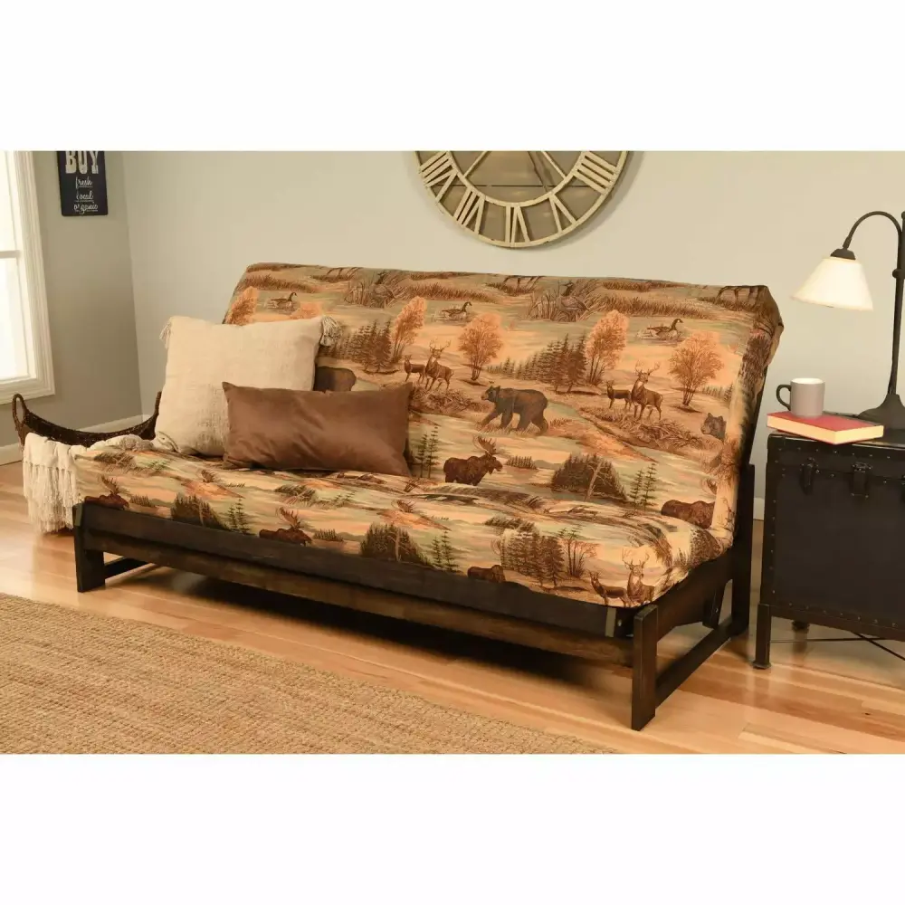 Homestock Nordic Haven Futon Frame Reclaim Mocha Finish Canadian Mattress