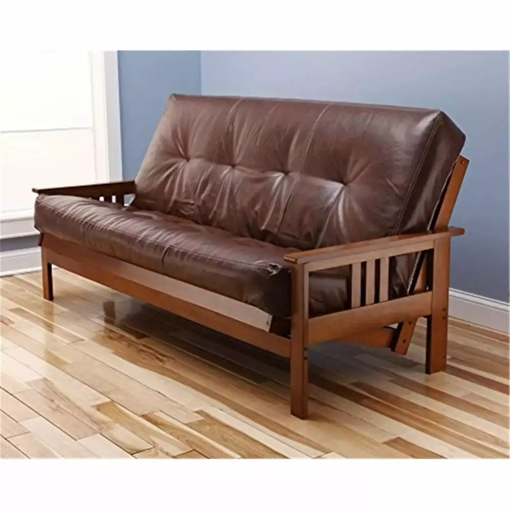 Homestock Rococo Romance Futon Frame Barbados Finish Oregon Trail Saddle Mattress