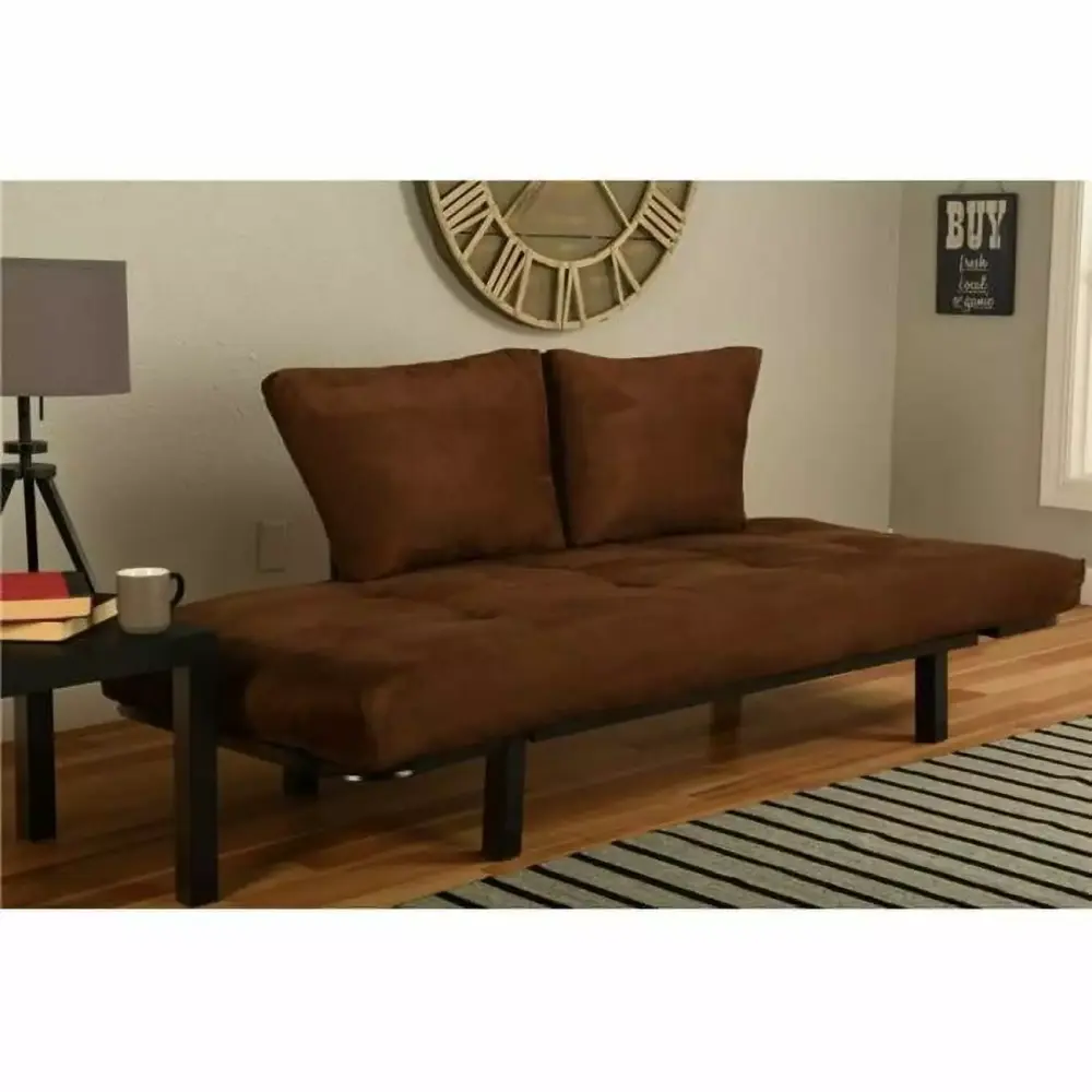 Spacely Black Lounger Frame with Suede Chocolate Mattress