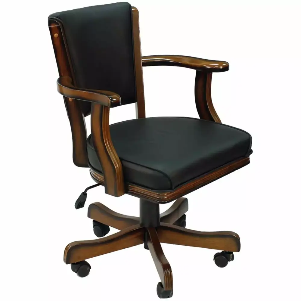 RAM Gameroom Swivel Cushioned Game Table Arm Chair with Casters Chestnut Gaming Chair