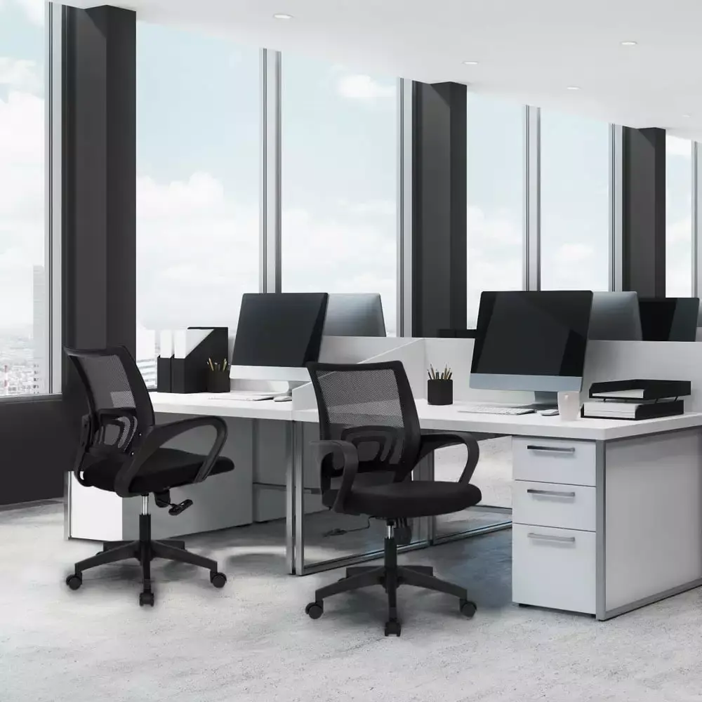 Office Computer Chair Gaming Chair Ergonomic Mid Back Cushion Lumbar Support With Wheels Home Executive Chair in Black