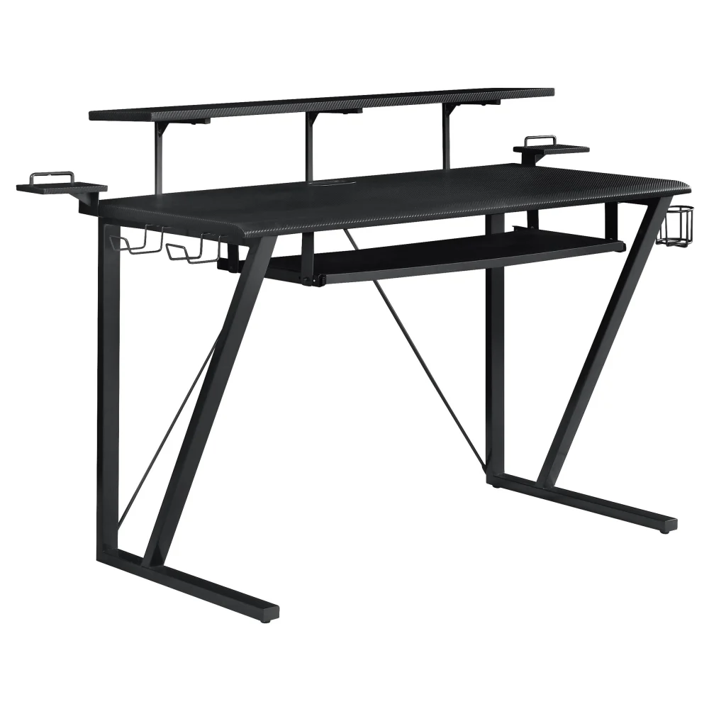 Wedalia Gaming Desk with Cup Holder Gunmetal Computer Desk
