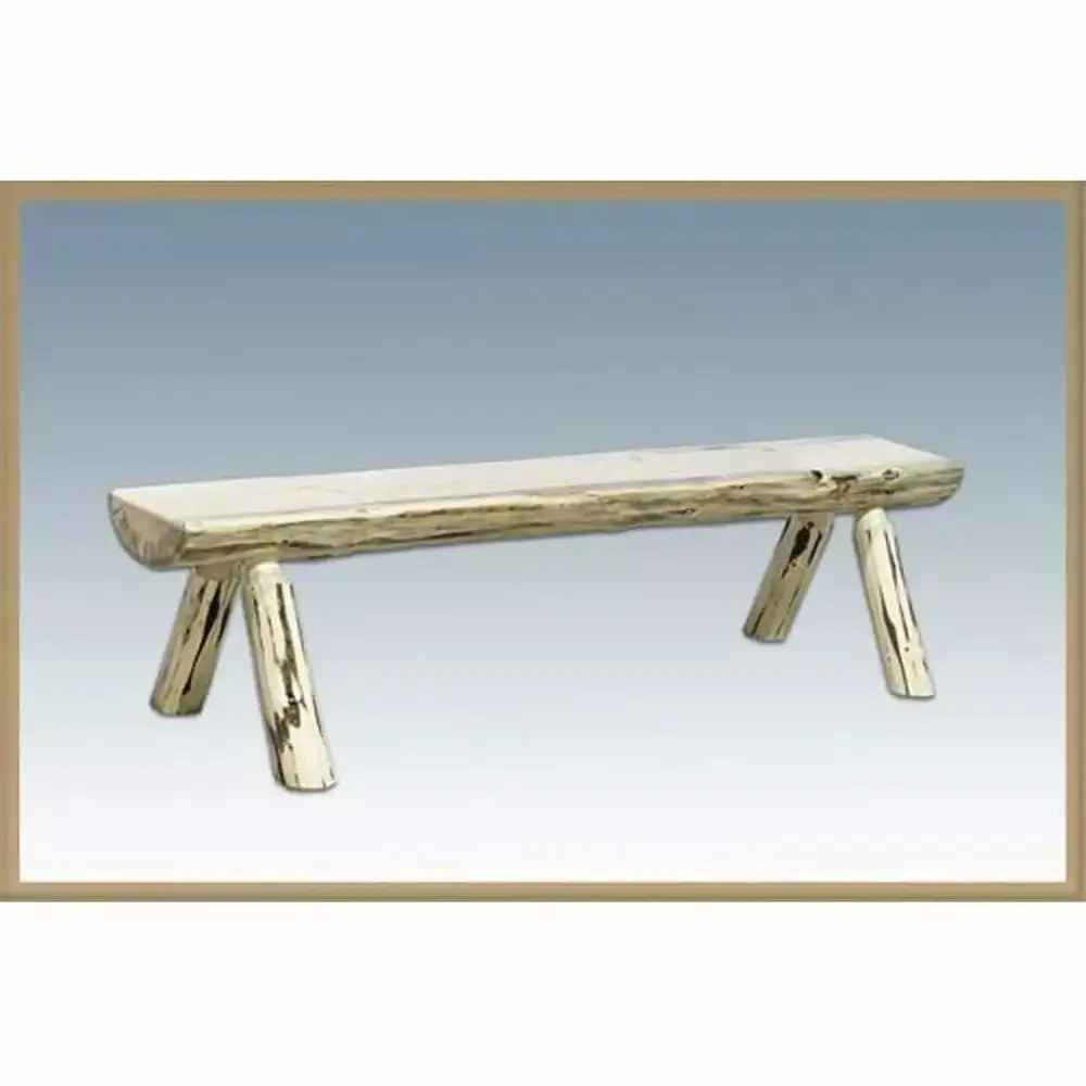 4 ft Montana Half Log Bench for Exterior Use with Stain Finish