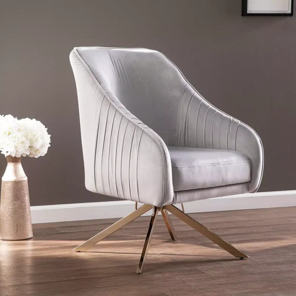 SEI Parkennia Glam Style Upholstered Accent Chair Silver and Champagne Finish