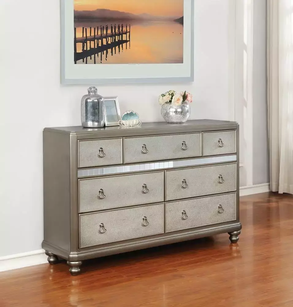 Bling Game 7-drawer Dresser Metallic Platinum Glamorous Bedroom Furniture